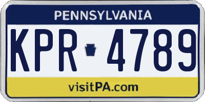 PA license plate KPR4789
