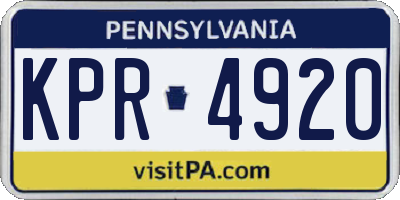 PA license plate KPR4920