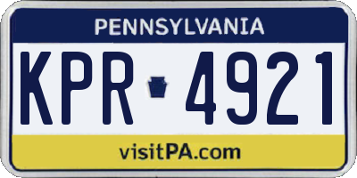 PA license plate KPR4921