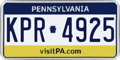 PA license plate KPR4925