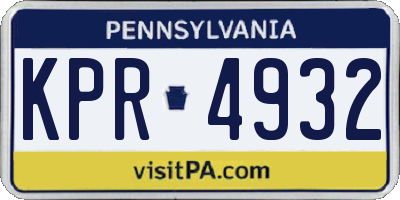 PA license plate KPR4932