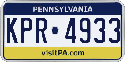 PA license plate KPR4933