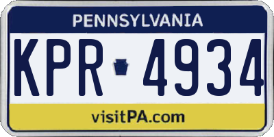 PA license plate KPR4934
