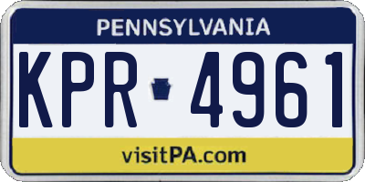 PA license plate KPR4961