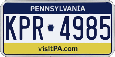 PA license plate KPR4985
