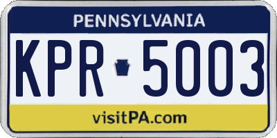 PA license plate KPR5003
