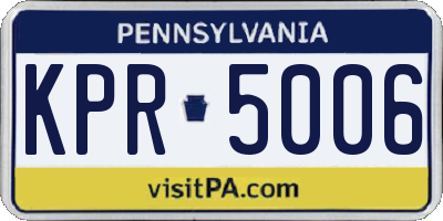 PA license plate KPR5006