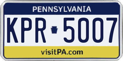 PA license plate KPR5007