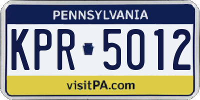 PA license plate KPR5012