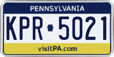 PA license plate KPR5021