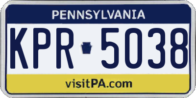 PA license plate KPR5038