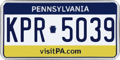PA license plate KPR5039