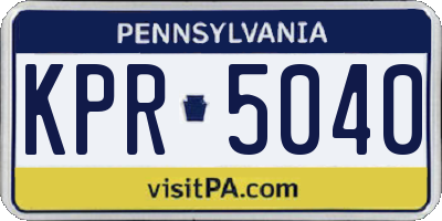 PA license plate KPR5040