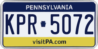 PA license plate KPR5072
