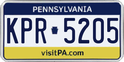 PA license plate KPR5205