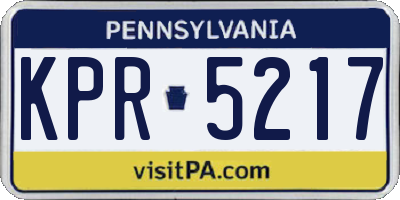 PA license plate KPR5217
