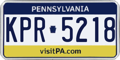 PA license plate KPR5218