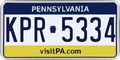 PA license plate KPR5334