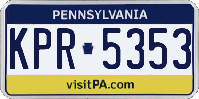 PA license plate KPR5353