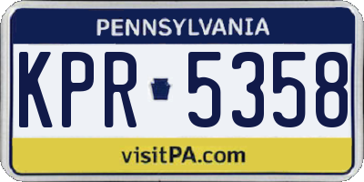 PA license plate KPR5358