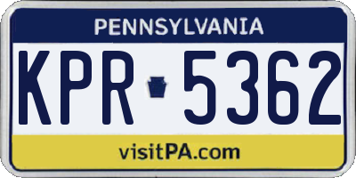 PA license plate KPR5362