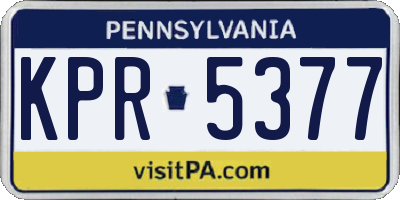 PA license plate KPR5377