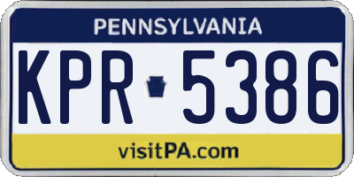 PA license plate KPR5386