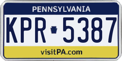 PA license plate KPR5387