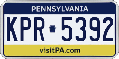 PA license plate KPR5392