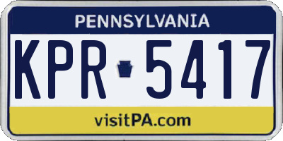 PA license plate KPR5417