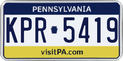PA license plate KPR5419