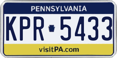 PA license plate KPR5433