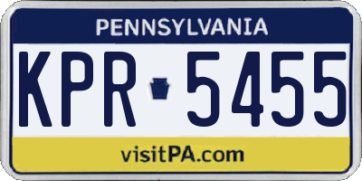 PA license plate KPR5455