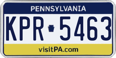 PA license plate KPR5463