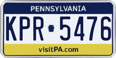 PA license plate KPR5476
