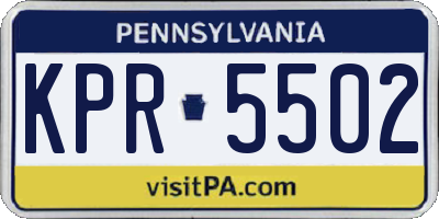 PA license plate KPR5502