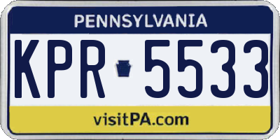 PA license plate KPR5533