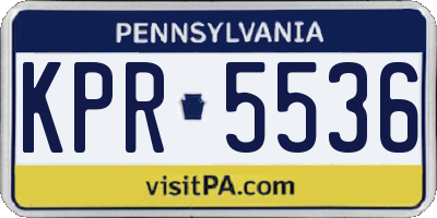 PA license plate KPR5536