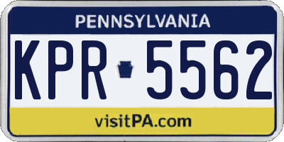 PA license plate KPR5562