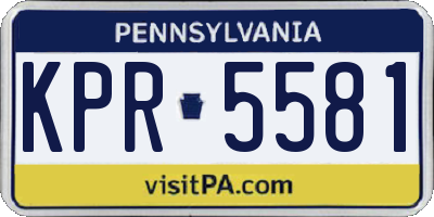 PA license plate KPR5581