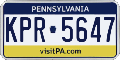 PA license plate KPR5647