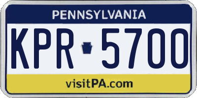 PA license plate KPR5700