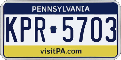 PA license plate KPR5703