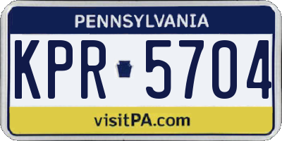 PA license plate KPR5704