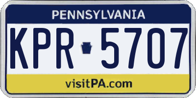 PA license plate KPR5707