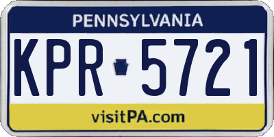 PA license plate KPR5721