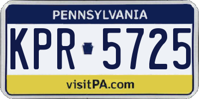 PA license plate KPR5725