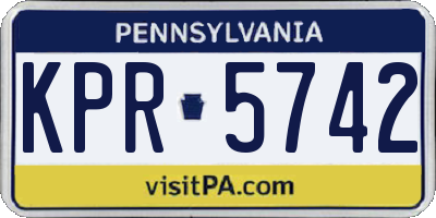 PA license plate KPR5742