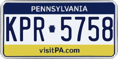 PA license plate KPR5758