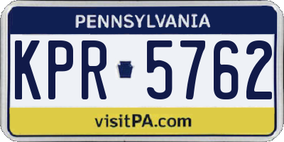 PA license plate KPR5762